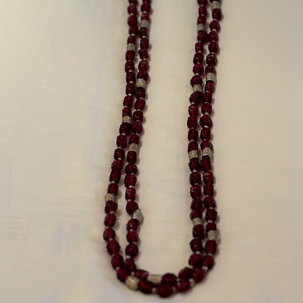 Vintage Red Beaded Necklace
